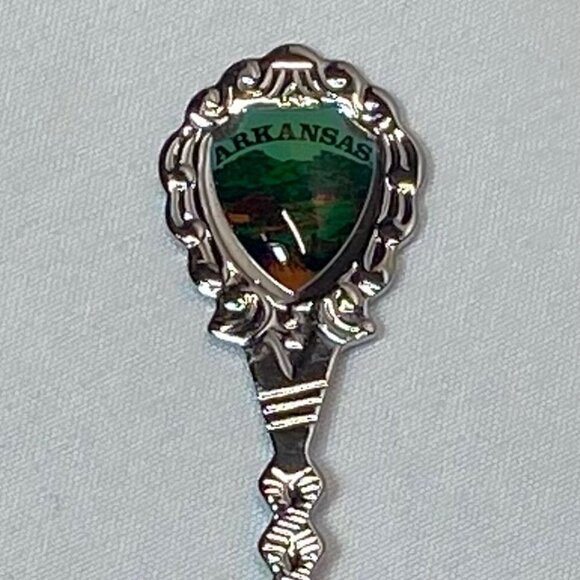 Arkansas Souvenir Spoon 4.5" Silver Tone Enamel Shield Travel Memorabilia EUC - Picture 4 of 5